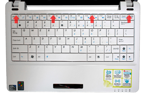 Gancetti di blocco della tastiera su Eee PC 1101